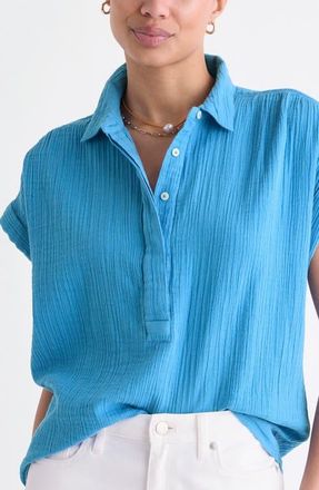 Vineyard Vines Cotton Short Sleeve Shirt in Breaker Blue at Nordstrom, Size Xx-Small