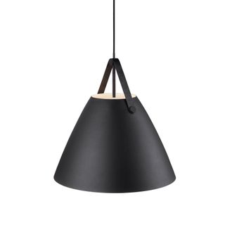 Nordlux Modern Indoor Pendant Light Black Metal E27 Brown & Black Strap - Mains Powered, IP20