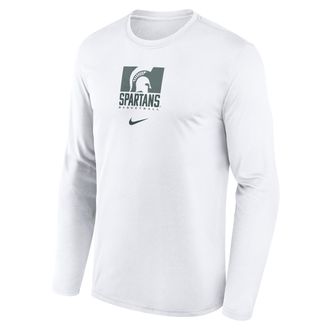 Nike Michigan State Courtside Nike Mens Dri-FIT College Long-Sleeve T-Shirt in White | 02TJ10AMST-NB7