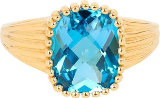 Tiramisu Gold Plated Over Silver Swiss Blue Topaz Solitaire Rings