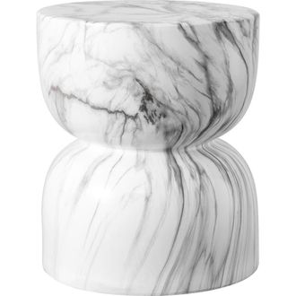 Jonathan Y Designs Zakhai 14.75 Contemporary Modern Marble Glaze Drum Indoor/Outdoor Garden Stool in White/gray at Nordstrom
