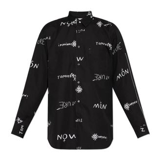 Comme Des Gar&ccedil;ons Casual Shirts, male, Black, Size: M Slogan Shirt