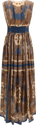 Zimmermann Womens Mahon Long Dress Dark Blue Paisley Silk