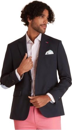 Vicomte A Blazer Uni met Elleboogstukken - Heren - Blazers - Blauw - M - Wol - Jassen