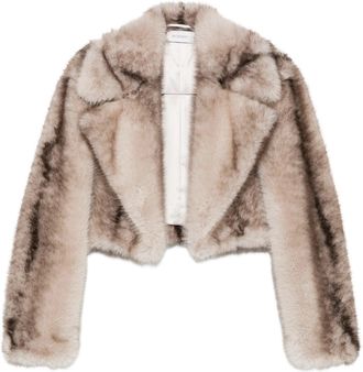 Sportmax Plush Faux Fur Pinstripe Cropped Jacket