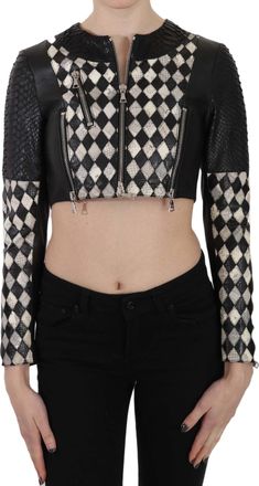John Richmond Leather Short Cropped Biker Jacket Womens Coat
