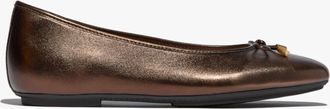 FitFlop Fitflop Womens Delicato Bow Soft Metallic-leather Ladies Ballet Flats Metallic Chocolate Brown - Size UK 3