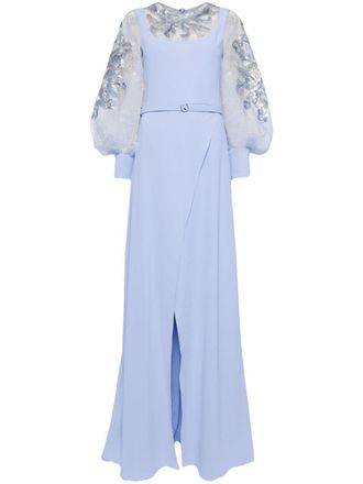 Saiid Kobeisy bead-embellished crepe gown - Blue