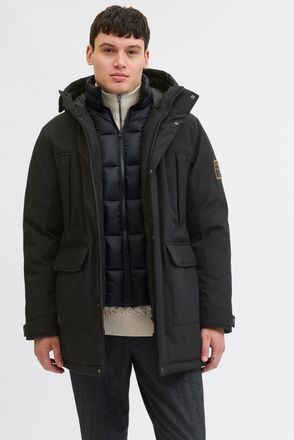 Jack & Jones Parka JACK & JONES JJFINN SOFTSHELL PARKA, Herren, Gr. M, schwarz, Web, Obermaterial: 100% Polyester, unifarben, regular fit normal, Jacken Parka