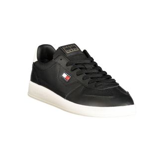 Tommy Hilfiger Leather and Polyurethane Colorblock Sneaker - Black