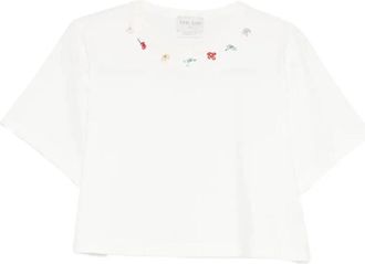 Forte_Forte Petites Fleurs Embroidery T-shirt - Dames - T-shirts - Wit - S - Katoen - Tops