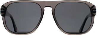 Persol Rectangle Unisex Smoke Black Polarized PO3310S Jean - Grey - One Size
