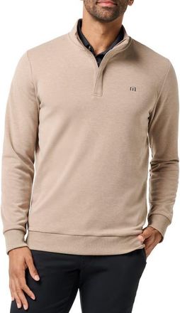 Travis Mathew Cloud 2.0 Quarter Zip Pullover in Heather Portabella Brown at Nordstrom, Size Xx-Large