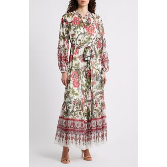 Kobi Halperin Lana Floral Print Long Sleeve Dress in Ivory Multi at Nordstrom, Size Xx-Large