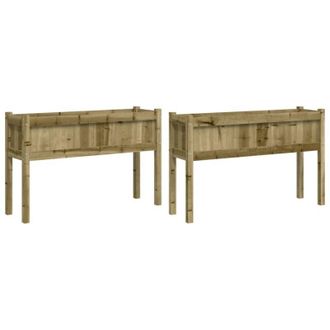 vidaXL Vidaxl - Jardineras Con Patas 2 Uds Madera De Pino Impregnada