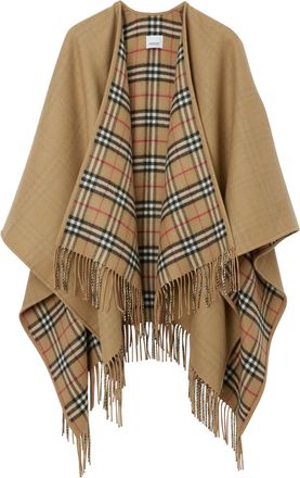 Burberry REVERSIBLE CHECK WOOL CAPE - Burberry - Woman