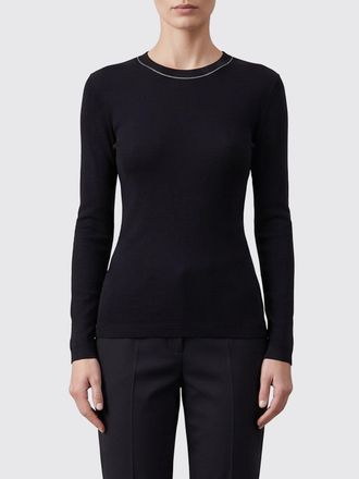 Brunello Cucinelli T-shirt a maniche lunghe in cotone con ricamo monile