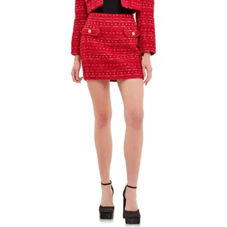 endless rose Premium Tweed Miniskirt in Red at Nordstrom Rack, Size Medium