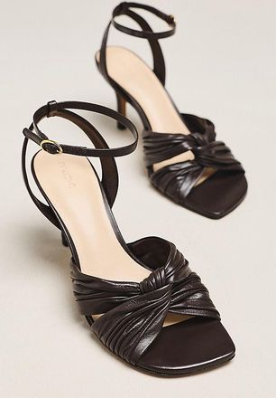 Maeve Leather Cross Ankle-Strap Heeled Sandals
