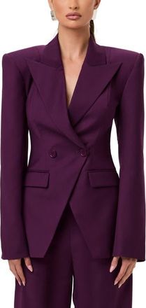 Naked Wardrobe Double Breasted Blazer in Dark Berry at Nordstrom, Size X-Small