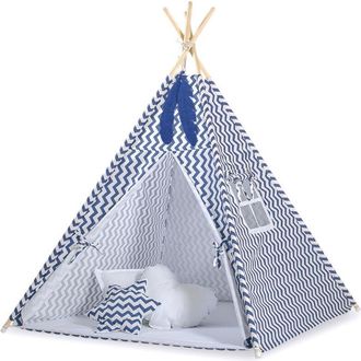 OEM Tienda Tipi Para Ni&ntilde;os + Colgantes De Plumas - Chevron Azul Marino