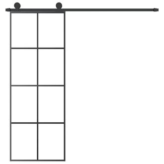 Berkfield Home Sliding Door with Hardware Set 76x205 cm ESG Glass&Aluminium in Black