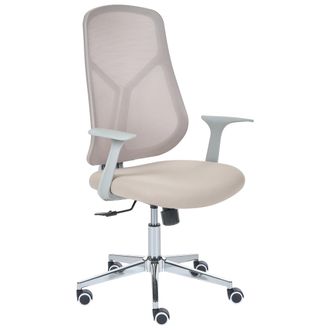 Beliani Silla De Oficina Moderna Con Base Giratoria Altura Ajustable Reposabrazos Respaldo De Malla Beige Nuviner