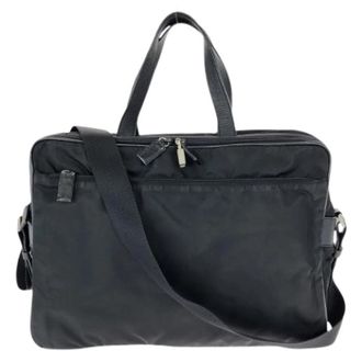 Prada Pre-owned Tessuto Saffiano 2way Briefcase - Heren - Vintage Schoudertas - Zwart - ONE Size - Leer - Vintage