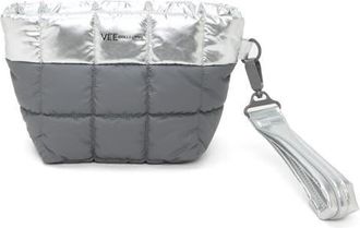 VeeCollective Porter Colorbock Recycled Nylon Clutch in Silver Grey Mul at Nordstrom