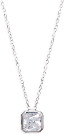 Nordstrom Cushion Cut Cubic Zirconia Pendant Necklace in Clear- Platinum Plated at Nordstrom