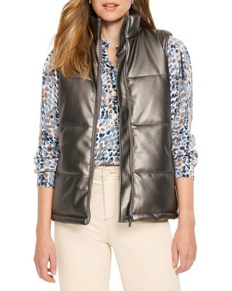 Nic+Zoe Nic+Zoe Metallic Faux Leather Puffer Vest