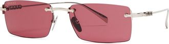 Gucci Rimless Rectangle-frame Sunglasses - Red - One Size