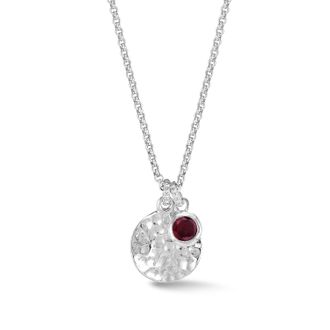 Dower & Hall Hammered Disc & 5mm Garnet Array Pendant