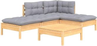 vidaXL Juego De Muebles De Jard&iacute;n 5 Pzas Y Cojines Madera Pino Gris Vidaxl