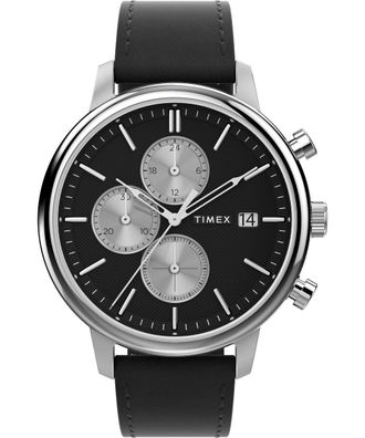 Timex Chicago Chrono Mens Black Watch TW2W13100 Leather (archived) - One Size