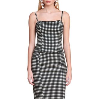 Avec Les Filles Peplum Camisole in Black/Cream Gingham at Nordstrom, Size X-Small
