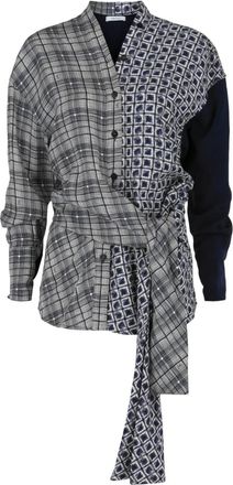 Ferragamo Womens Dual Printed Shirt In New Navy