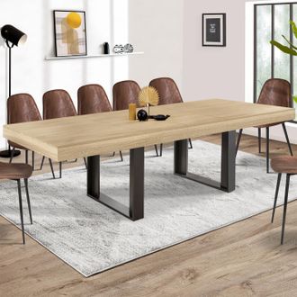 IDMarket Idmarket - Mesa De Comedor Extensible Phoenix 6-12 Personas Madera Y Negro 200-300 Cm