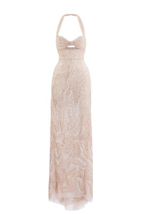 Saiid Kobeisy Embroidered Tulle Fitted Dress