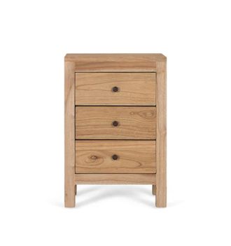 Giner&Colomer Mesita de noche fabricada en madera maciza de mindi con 3 cajones
