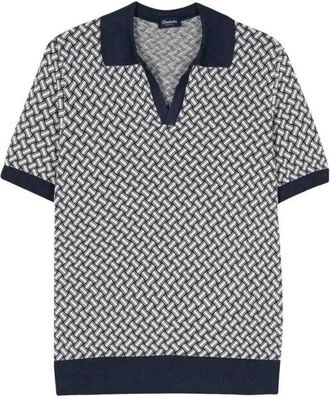 Drumohr Navy Blue Short Sleeves Polo