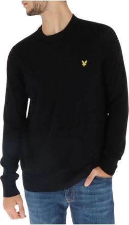 Lyle & Scott Cotton Merino Crew Neck Jumper - Heren - Ronde hals truien - Zwart - M - Katoen - Truien & Vesten