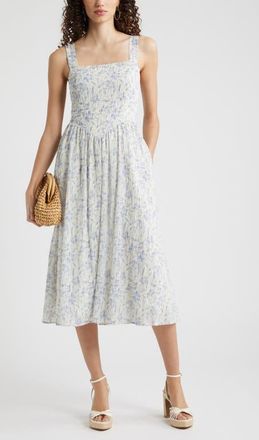 Chelsea28 Floral Sleeveless Fit & Flare Sundress in Blue Floral at Nordstrom, Size X-Small