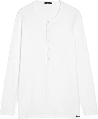 Tom Ford Henley Stretch-cotton top - White - XL