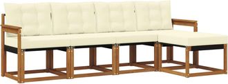 vidaXL Conjunto De Sof&aacute;s De Exterior 5 Uds. Natural Y Crema Vidaxl