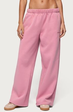 Edikted Basic Girl Wide Leg Sweatpants in Pink at Nordstrom, Size X-Large