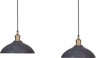 Beliani Beliani - Wooden Pendant Lamp Ceiling Hanging Home Lighting Handmade Black Cheyyar