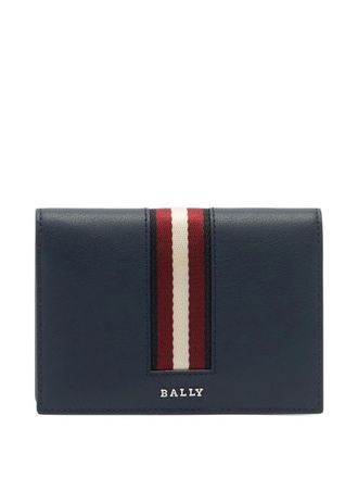 Bally ribbon logo leather passport case - Blue