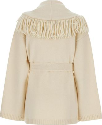 Federica Tosi Womens Cardigan With Fringes White Wool And Cashmere Tops Top