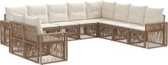 vidaXL Conjunto De Sof&aacute;s De Jard&iacute;n 10 Uds. Beige Y Blanco Crema Vidaxl